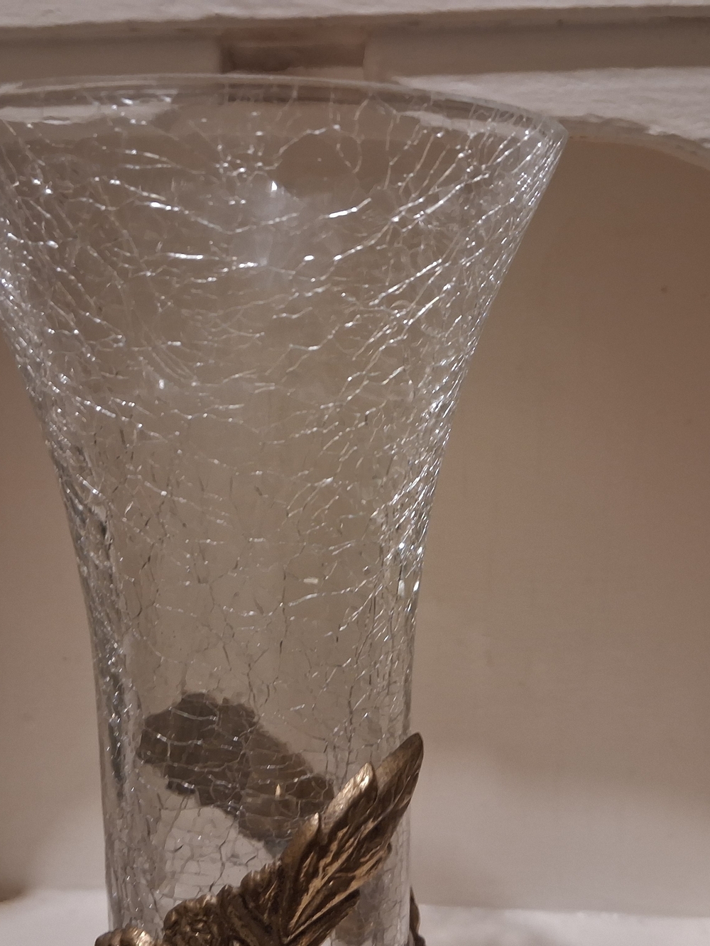 Vintage Brass & Crackled Glass Vase - Picture 3 of 12